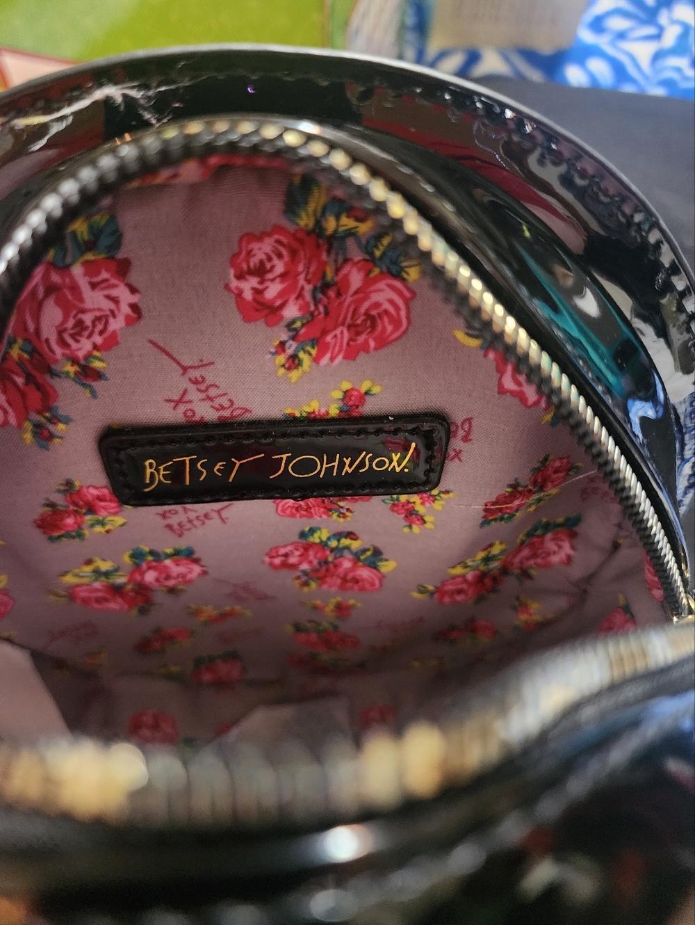 Betsey Johnson Day Of The Dead Black Round Purse Shoulder Bag W/ sequins - Picture 4 of 6